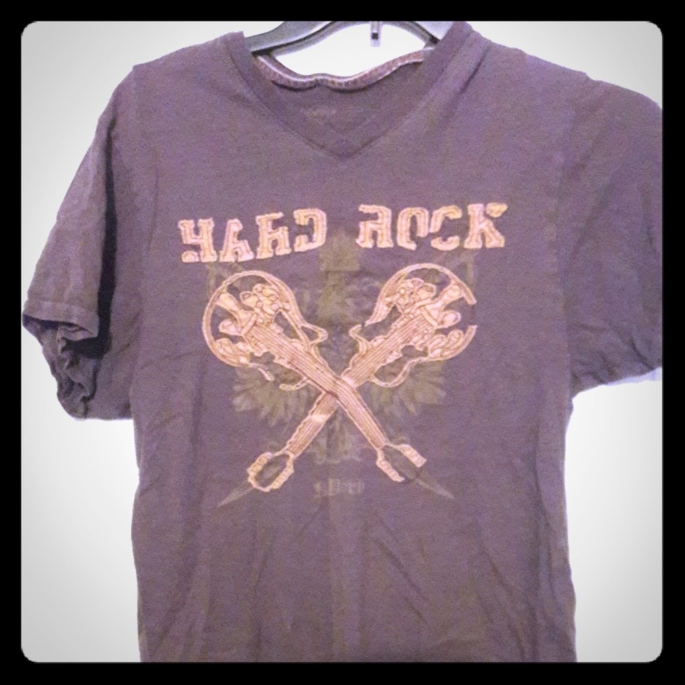Hard Rock Cafe - gray short-sleeved v-neck